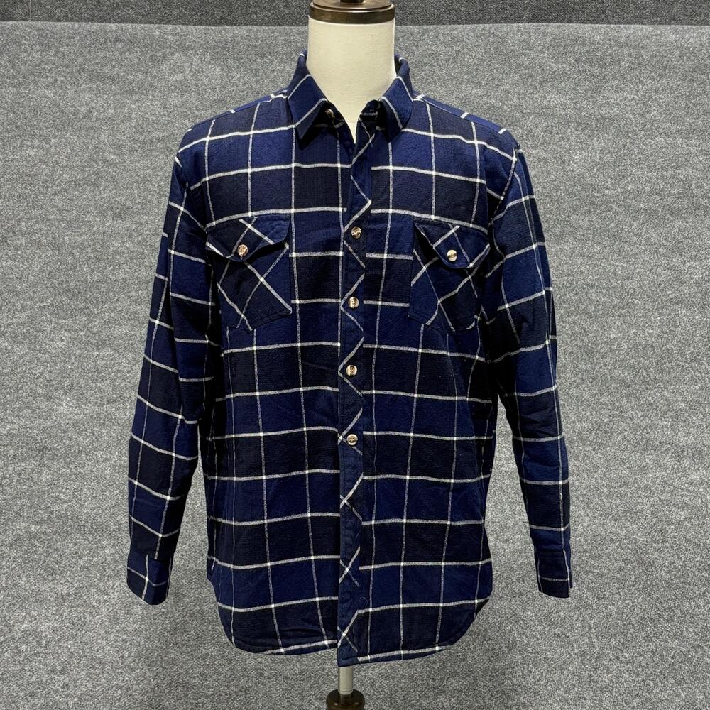 Rugged Wear by BOG Jacket Mens Large Blue Plaid Quilted Lined Flannel Shacket